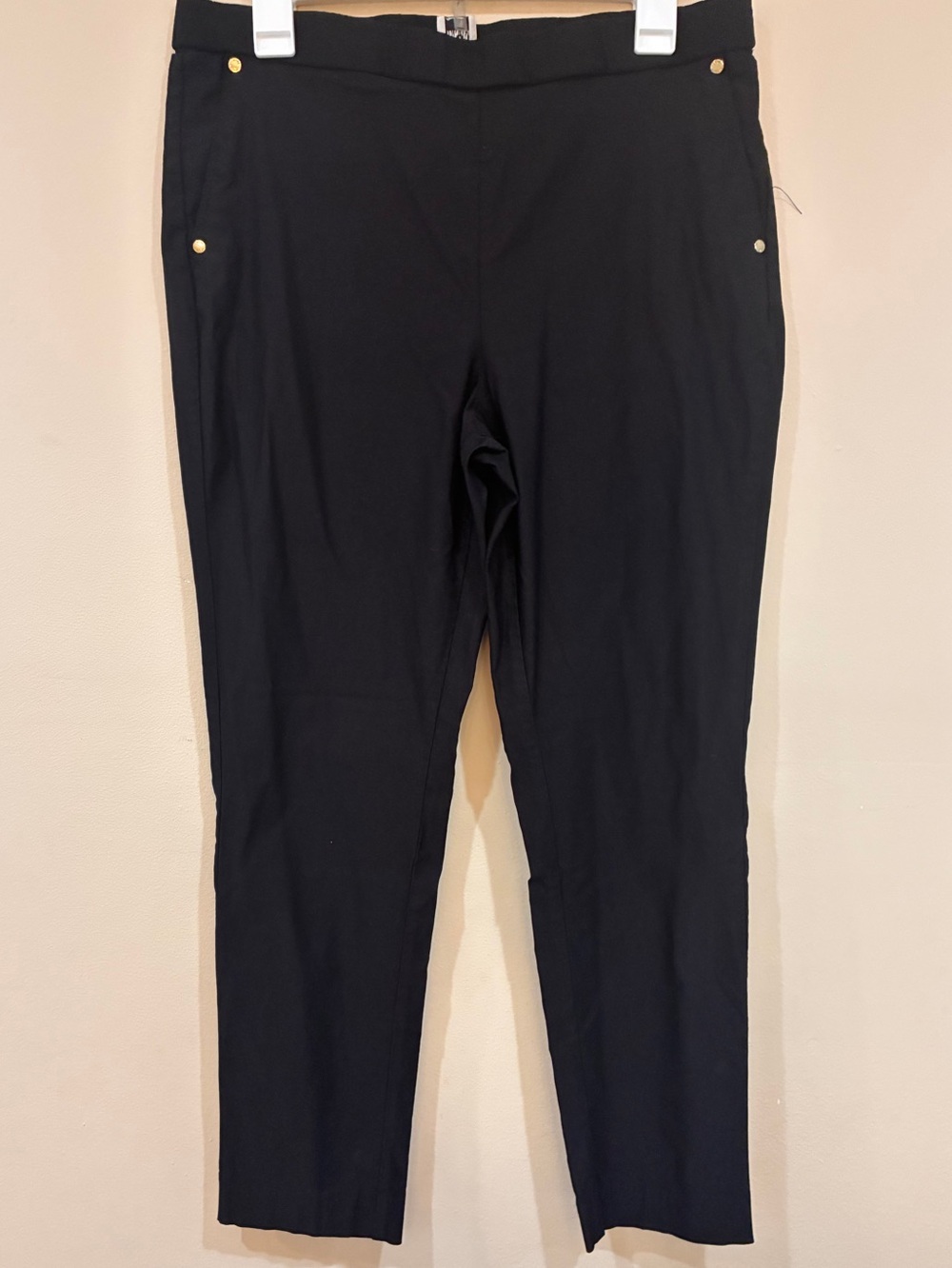 Anne Klein Black Straight Leg Pants with Gold Stud Accents‎ Size L